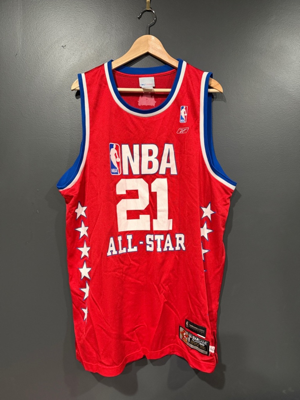 Kevin Garnett Reebok Red NBA All-Star #21 Jersey with White & Blue Trim 2003